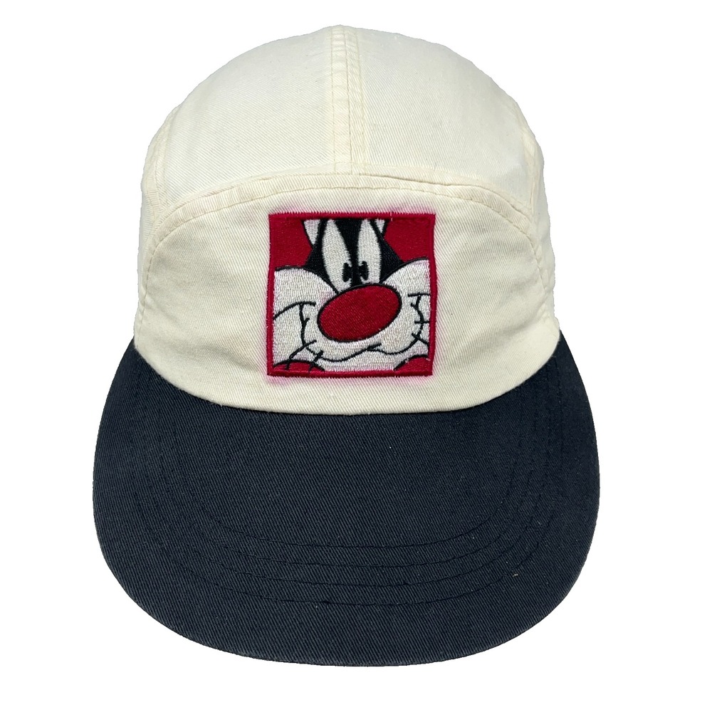 Vintage Looney Tunes Hat Cap 5 Panel 90s Y2K Sylvester Cat White Black  Womens